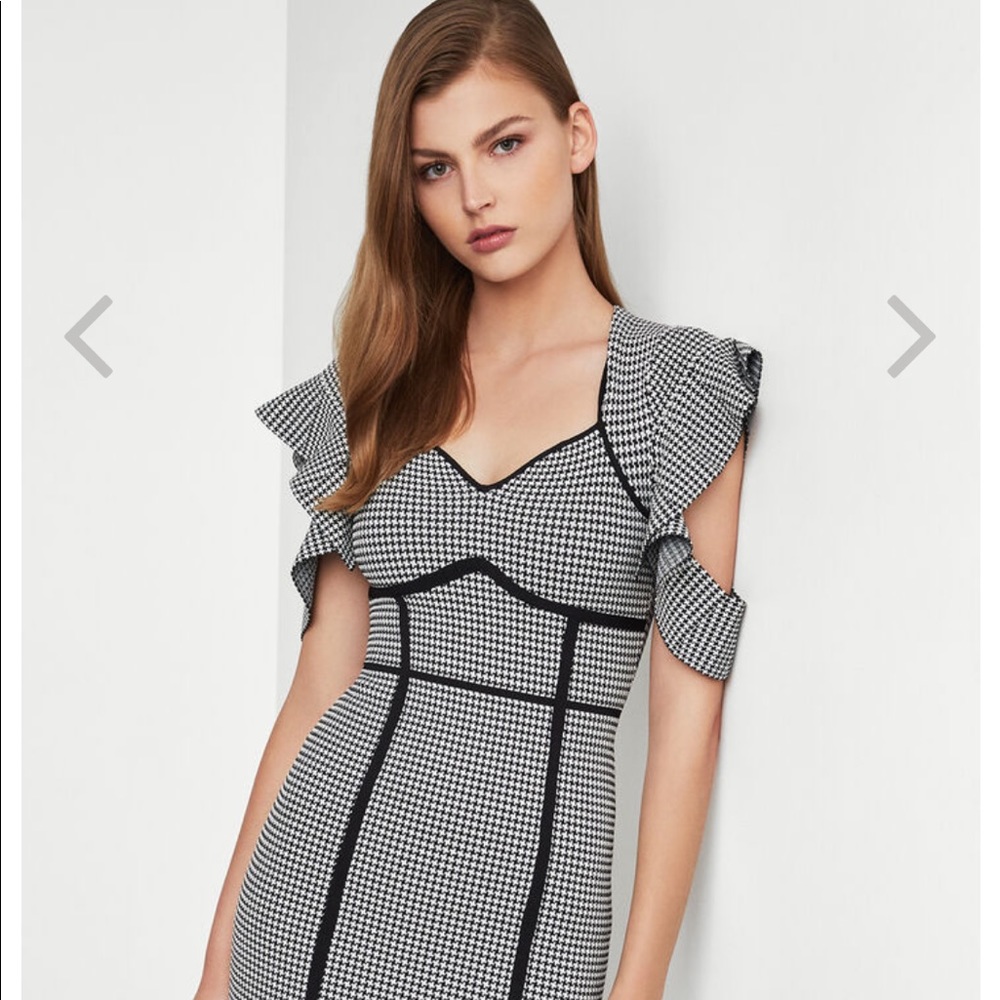 BCBG Houndstooth Jacquard Sheath Dress